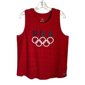Team Apparel Marled Red USA Olympics Crewneck Sleeveless Workout Tank Size Large